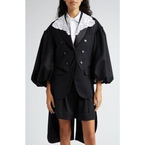 Simone Rocha black Double Breasted Tailcoat with Collar Overlay  Size US 2